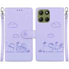 For Motorola Moto G15 Cute Cats RFID Leather Phone Case(Purple) - 1