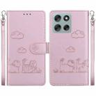 For Motorola Moto G56 5G / G66j 5G / G66y 5G Cute Cats RFID Leather Phone Case(Rose Gold) - 1