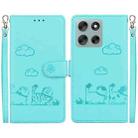 For Motorola Moto G56 5G / G66j 5G / G66y 5G Cute Cats RFID Leather Phone Case(Green) - 1