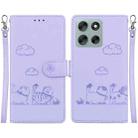 For Motorola Moto G56 5G / G66j 5G / G66y 5G Cute Cats RFID Leather Phone Case(Purple) - 1