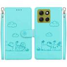 For Motorola Moto G86 5G Cute Cats RFID Leather Phone Case(Green) - 1
