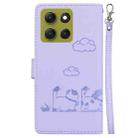 For Motorola Moto G86 5G Cute Cats RFID Leather Phone Case(Purple) - 3