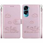 For Honor 90 Lite Cute Cats RFID Leather Phone Case(Rose Gold) - 1