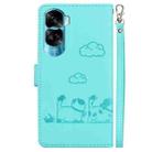 For Honor 90 Lite Cute Cats RFID Leather Phone Case(Green) - 3