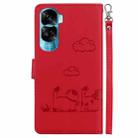 For Honor 90 Lite Cute Cats RFID Leather Phone Case(Red) - 3