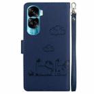 For Honor 90 Lite Cute Cats RFID Leather Phone Case(Blue) - 3