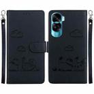 For Honor 90 Lite Cute Cats RFID Leather Phone Case(Black) - 1