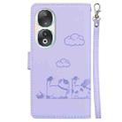 For Honor 90 Cute Cats RFID Leather Phone Case(Purple) - 3