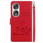 For Honor 90 Cute Cats RFID Leather Phone Case(Red) - 3