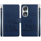 For Honor 90 Cute Cats RFID Leather Phone Case(Blue) - 1