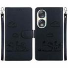 For Honor 90 Cute Cats RFID Leather Phone Case(Black) - 1