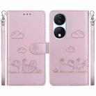 For Honor X7b / Play 50 Plus Cute Cats RFID Leather Phone Case(Rose Gold) - 1