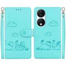 For Honor X7b / Play 50 Plus Cute Cats RFID Leather Phone Case(Green) - 1