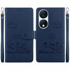 For Honor X7b / Play 50 Plus Cute Cats RFID Leather Phone Case(Blue) - 1