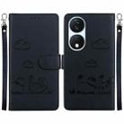 For Honor X7b / Play 50 Plus Cute Cats RFID Leather Phone Case(Black) - 1