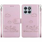 For Honor X8b Cute Cats RFID Leather Phone Case(Rose Gold) - 1