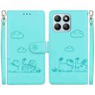 For Honor X8b Cute Cats RFID Leather Phone Case(Green) - 1