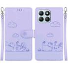 For Honor X8b Cute Cats RFID Leather Phone Case(Purple) - 1