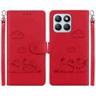 For Honor X8b Cute Cats RFID Leather Phone Case(Red) - 1