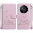 For Honor X9b / Magic6 Lite Cute Cats RFID Leather Phone Case(Rose Gold) - 1