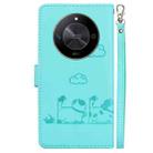 For Honor X9b / Magic6 Lite Cute Cats RFID Leather Phone Case(Green) - 3