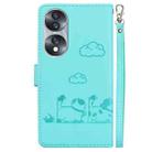 For Honor 70 Cute Cats RFID Leather Phone Case(Green) - 3