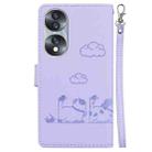 For Honor 70 Cute Cats RFID Leather Phone Case(Purple) - 3