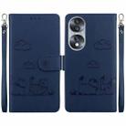 For Honor 70 Cute Cats RFID Leather Phone Case(Blue) - 1