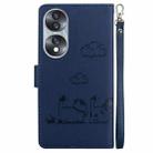 For Honor 70 Cute Cats RFID Leather Phone Case(Blue) - 3