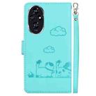 For Honor 200 5G Cute Cats RFID Leather Phone Case(Green) - 3