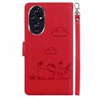 For Honor 200 5G Cute Cats RFID Leather Phone Case(Red) - 3