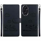 For Honor 200 5G Cute Cats RFID Leather Phone Case(Black) - 1