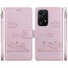 For Honor 200 Lite Global Cute Cats RFID Leather Phone Case(Rose Gold) - 1