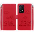 For Honor 200 Lite Global Cute Cats RFID Leather Phone Case(Red) - 1