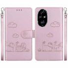 For Honor 200 Pro 5G Cute Cats RFID Leather Phone Case(Rose Gold) - 1