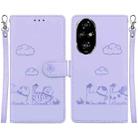 For Honor 200 Pro 5G Cute Cats RFID Leather Phone Case(Purple) - 1