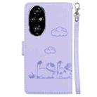 For Honor 200 Pro 5G Cute Cats RFID Leather Phone Case(Purple) - 3