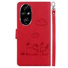 For Honor 200 Pro 5G Cute Cats RFID Leather Phone Case(Red) - 3