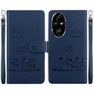 For Honor 200 Pro 5G Cute Cats RFID Leather Phone Case(Blue) - 1