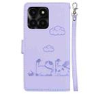 For Honor X6a Cute Cats RFID Leather Phone Case(Purple) - 3