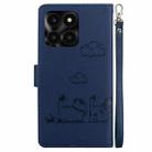 For Honor X6a Cute Cats RFID Leather Phone Case(Blue) - 3