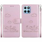 For Honor X8 5G Cute Cats RFID Leather Phone Case(Rose Gold) - 1