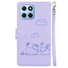 For Honor X8 5G Cute Cats RFID Leather Phone Case(Purple) - 3