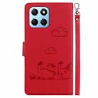 For Honor X8 5G Cute Cats RFID Leather Phone Case(Red) - 3