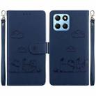 For Honor X8 5G Cute Cats RFID Leather Phone Case(Blue) - 1