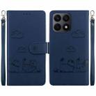 For Honor X8a Cute Cats RFID Leather Phone Case(Blue) - 1