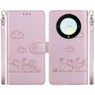 For Honor X9a Cute Cats RFID Leather Phone Case(Rose Gold) - 1