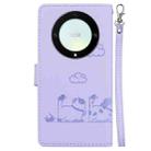 For Honor X9a Cute Cats RFID Leather Phone Case(Purple) - 3