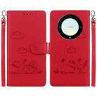 For Honor X9a Cute Cats RFID Leather Phone Case(Red) - 1