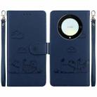 For Honor X9a Cute Cats RFID Leather Phone Case(Blue) - 1